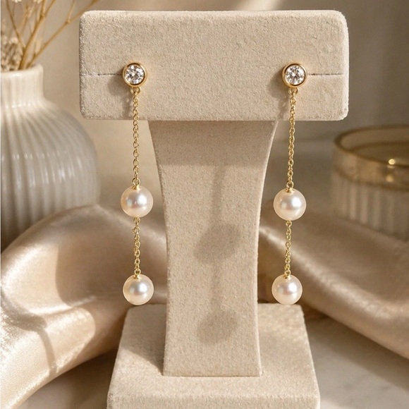 Effy Jewelry - Effy 14k yellow Gold with Diamond fresh Water Pearl Drop Earrings gift